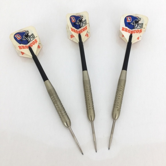 Vintage NFL Denver Broncos Steel Tip Unicorn Darts 20 Gram W/Leather Case - Picture 1 of 10